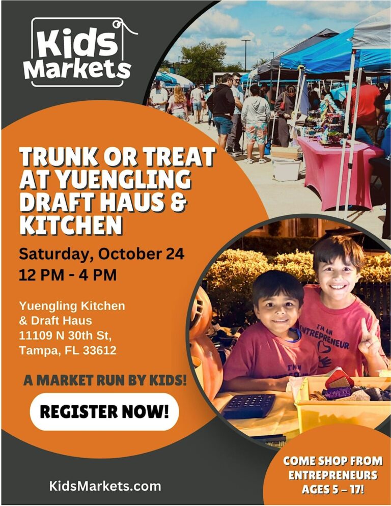 Flyer for Kids Markets Trunk or Treat at Yuengling Draft Haus & Kitchen