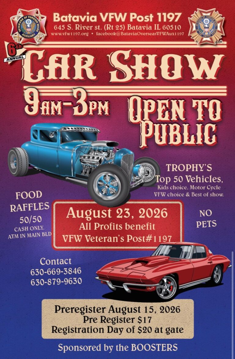 Flyer for Batavia VFW Post 1197 6th Annual Car Show