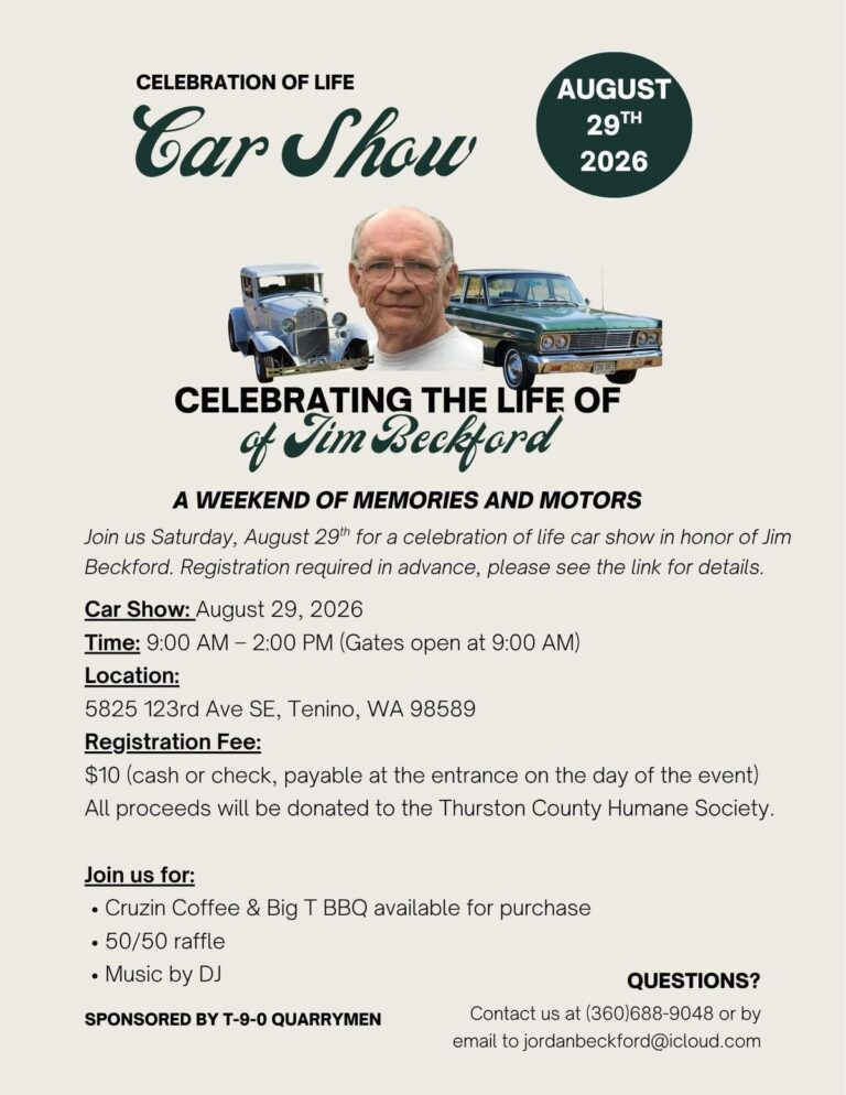Flyer for Jim Beckford Celebration of Life Car Show