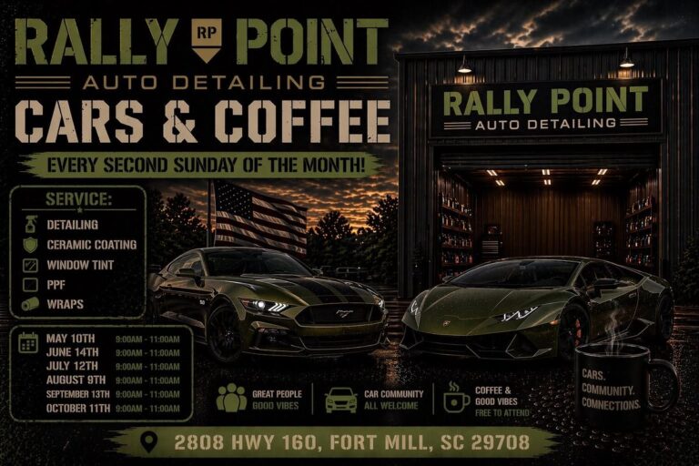 Flyer for Rally Point Auto Detailing Cars & Coffee