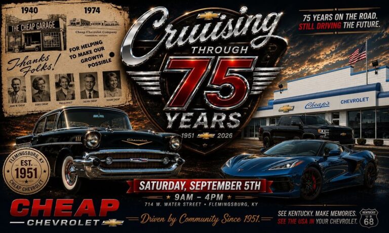 Flyer for Cheap Chevrolet 75th Anniversary Celebration