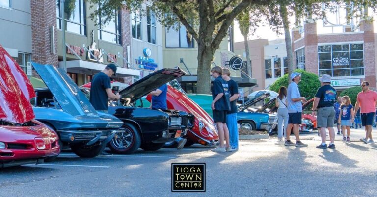 Flyer for Gainesville Cars & Coffee at Tioga Town Center