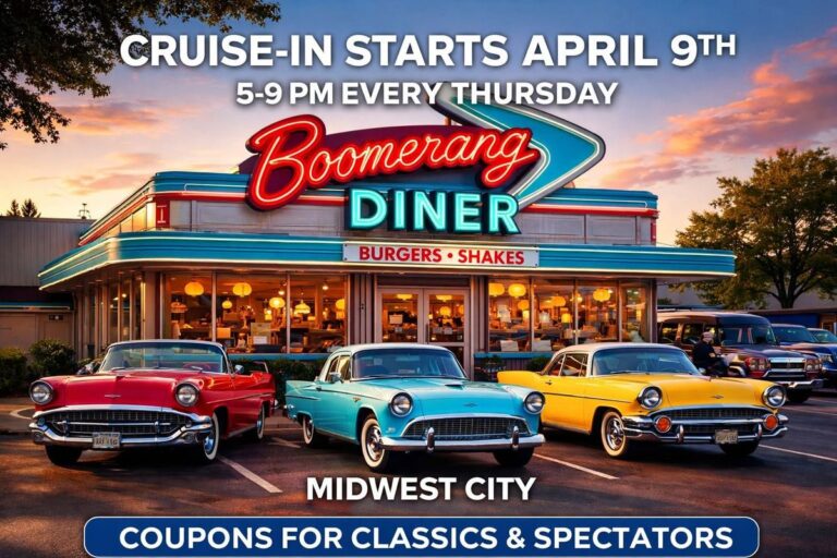 Flyer for Boomarang Diner Cruise-In
