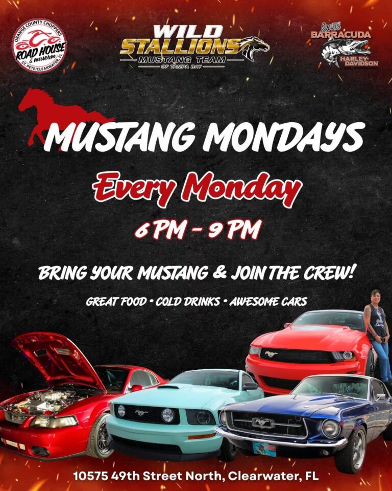 Flyer for Wild Stallions Mustang Team Mustang Mondays