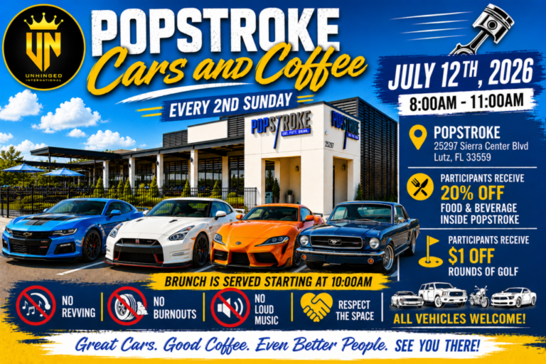 Flyer for Popstroke Cars and Coffee