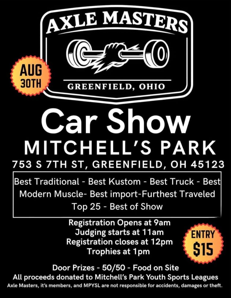 Flyer for Axle Masters Car Show