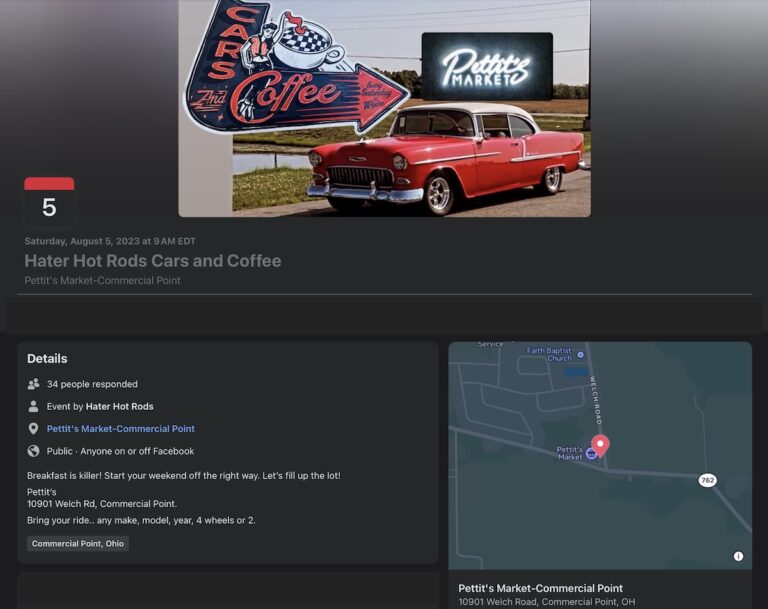 Flyer for Hater Hot Rods Cars and Coffee
