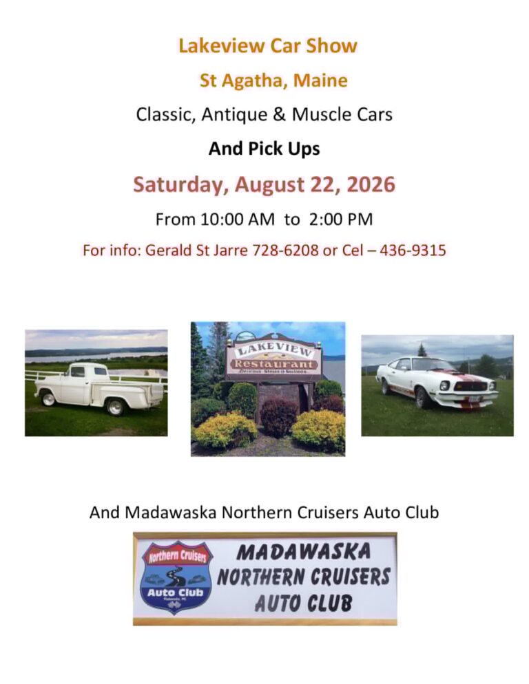 Flyer for Madawaska Northern Cruisers Auto Club Lakeview Car Show