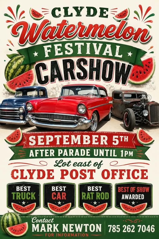 Flyer for Clyde Watermelon Festival Car Show