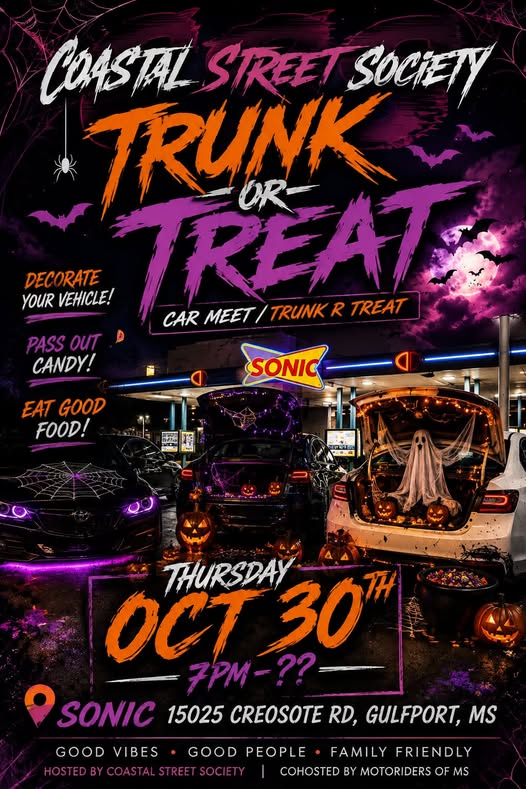 Flyer for Coastal Street Society Trunk or Treat