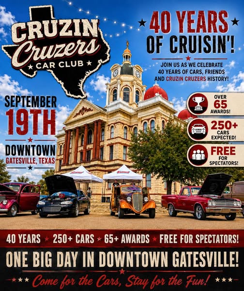 Cruisin クルージン Cruzin' Cruzers Car Club 40 Years of Cruisin' Car Show – 2026