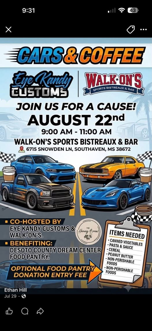Flyer for Eye Kandy Customs Cars & Coffee