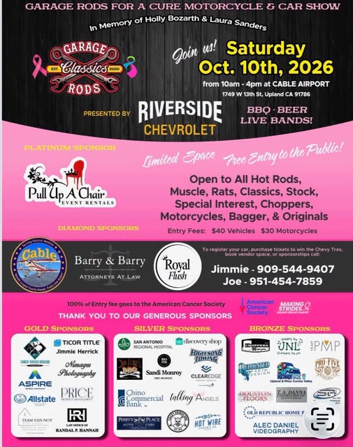 Flyer for Garage Rods for a Cure Motorcycle & Car Show