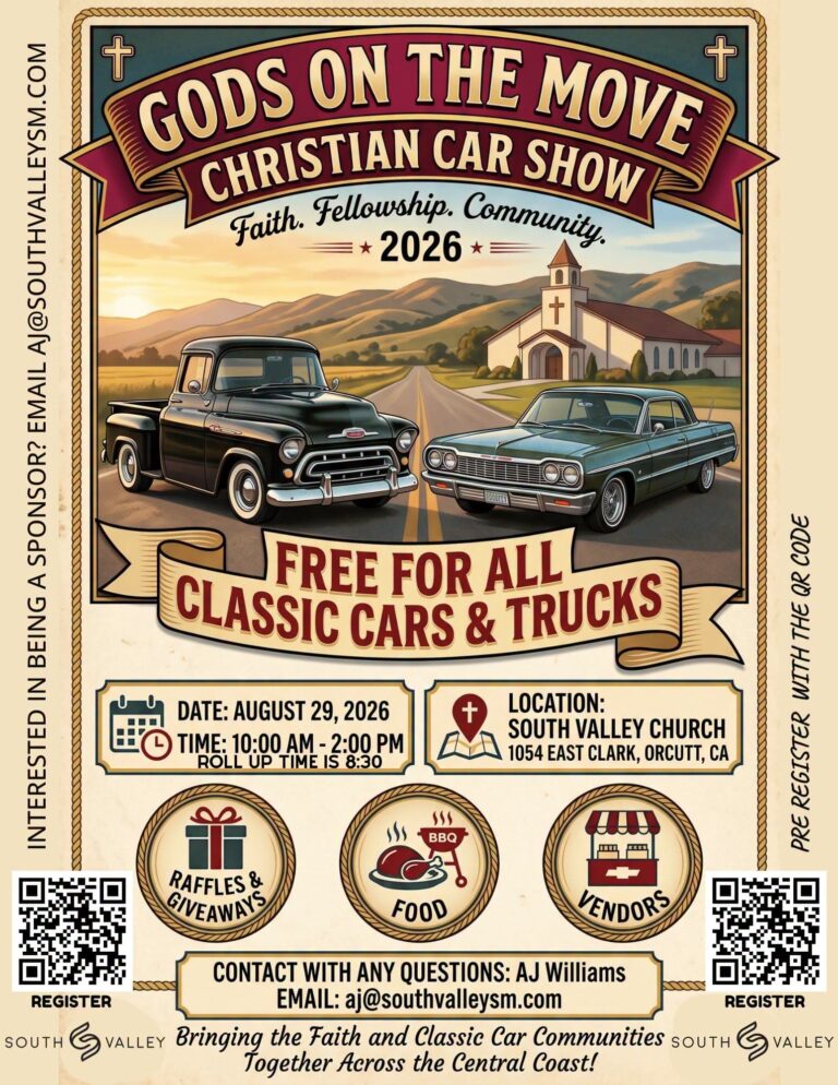 Flyer for Gods on the Move Christian Car Show