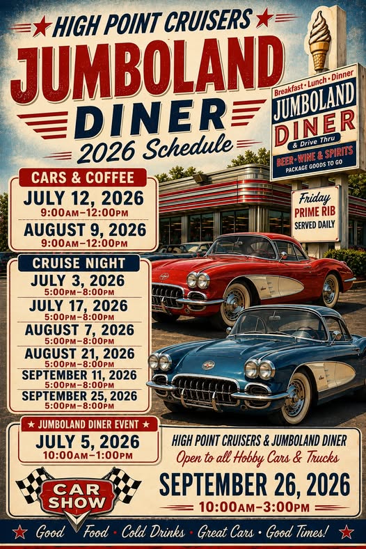 Flyer for High Point Cruisers at Jumboland Diner