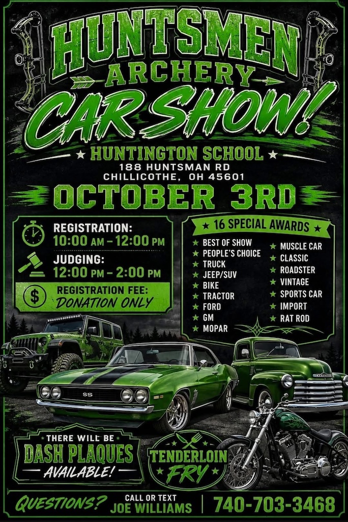 Flyer for Huntsmen Archery Car Show
