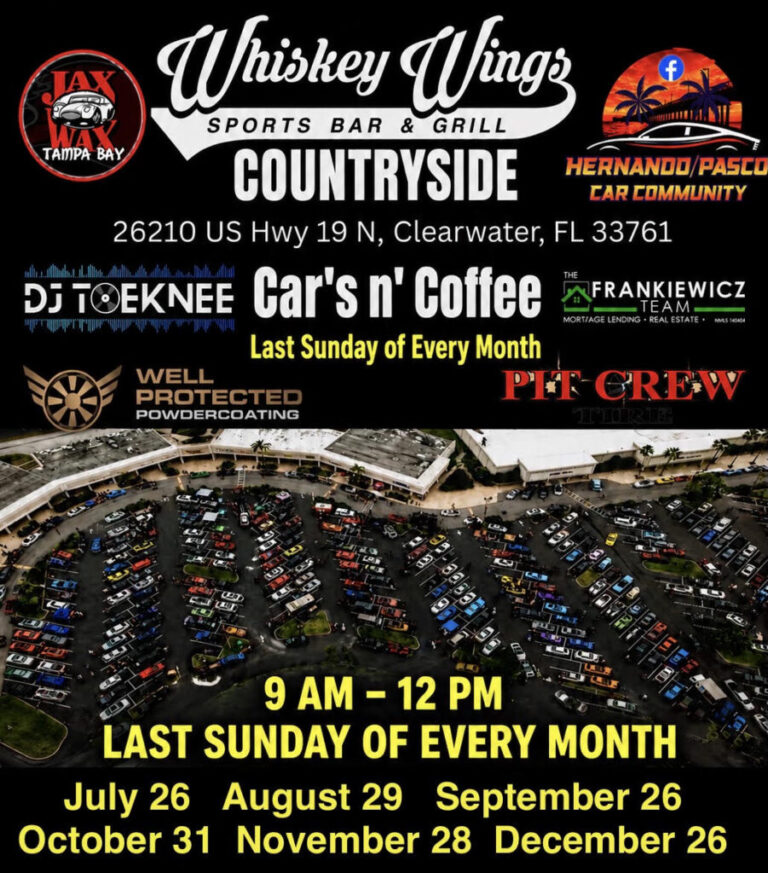 Flyer for Whiskey Wings Countryside Cars n’ Coffee