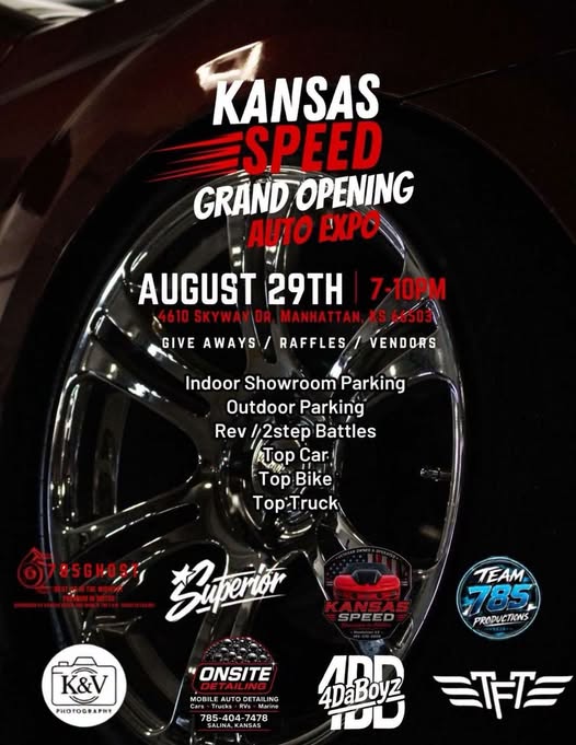 Flyer for Kansas Speed Grand Opening Auto Expo