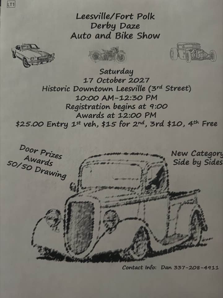 Flyer for Leesville/Fort Polk Derby Daze Auto and Bike Show