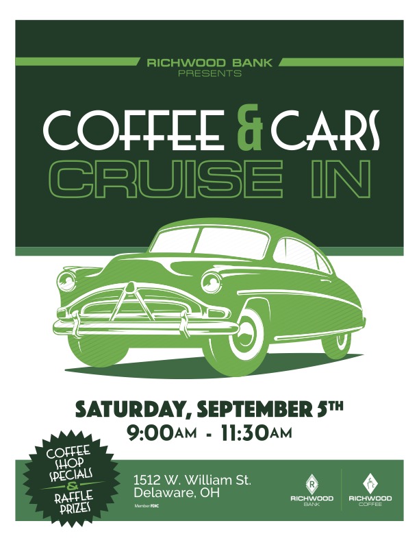 Flyer for Richwood Bank Coffee & Cars Cruise in