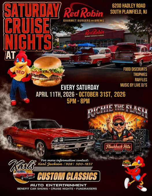 Flyer for Saturday Cruise Nights at Red Robin
