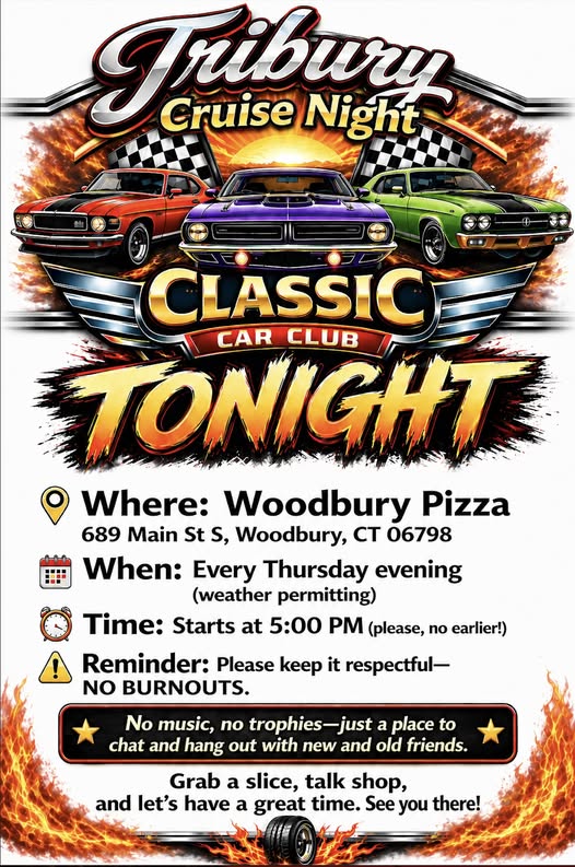 Flyer for Tribury Classic Car Club Cruise Night