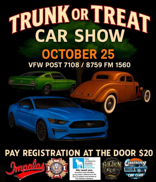Flyer for Trunk or Treat Car Show at VFW Post 8759