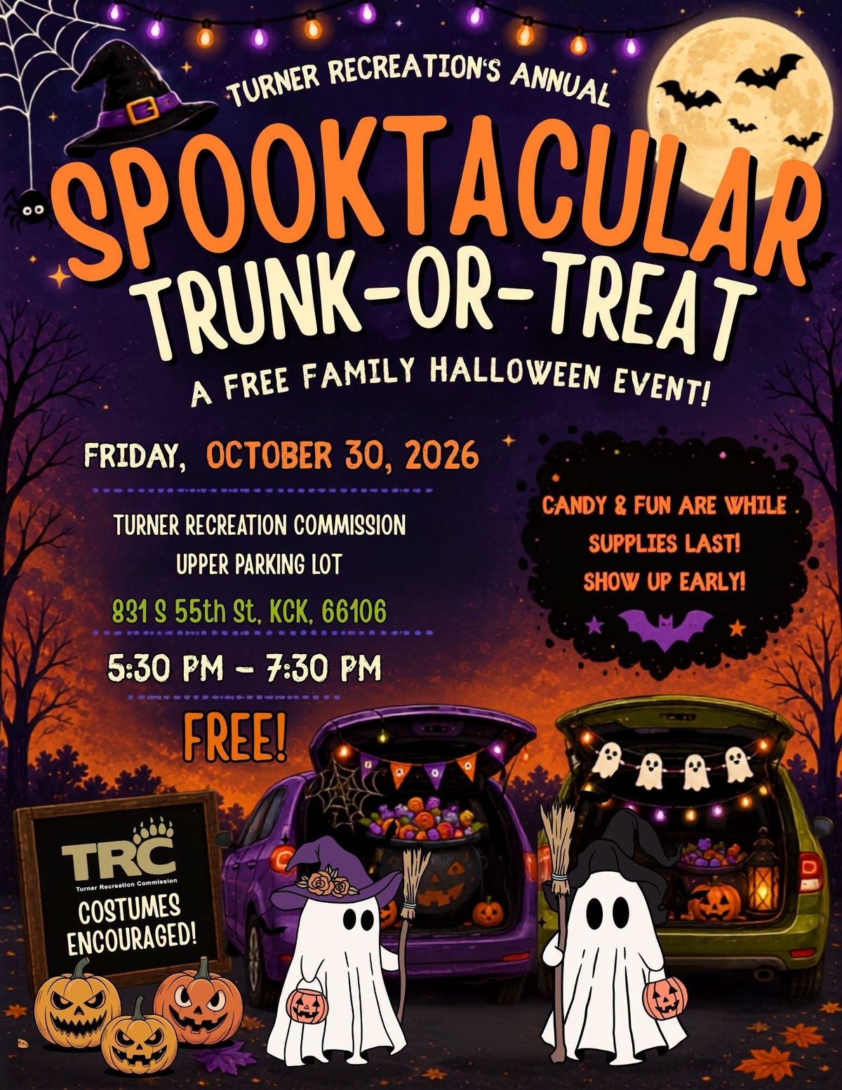 Turner Recreation’s Annual Spooktacular Trunk-or-Treat Graphic
