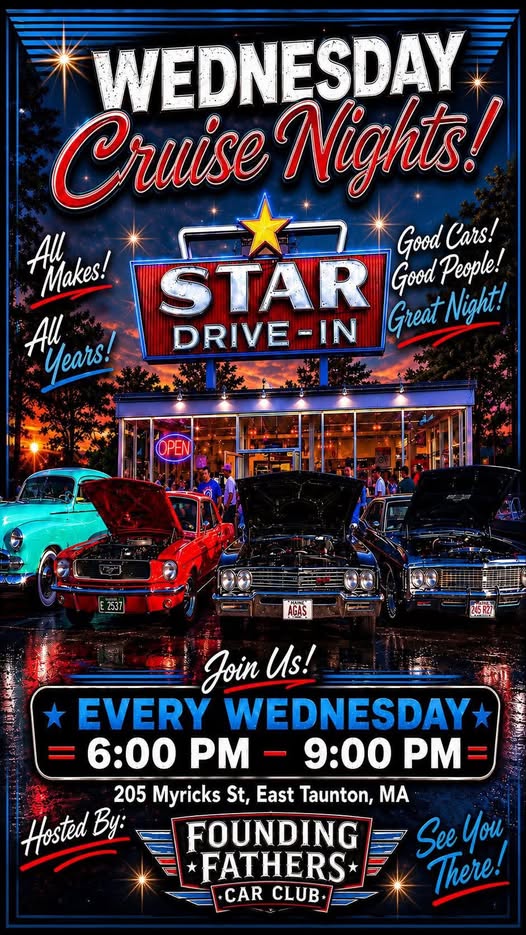 Flyer for Wednesday Cruise Nights at Star Drive-In