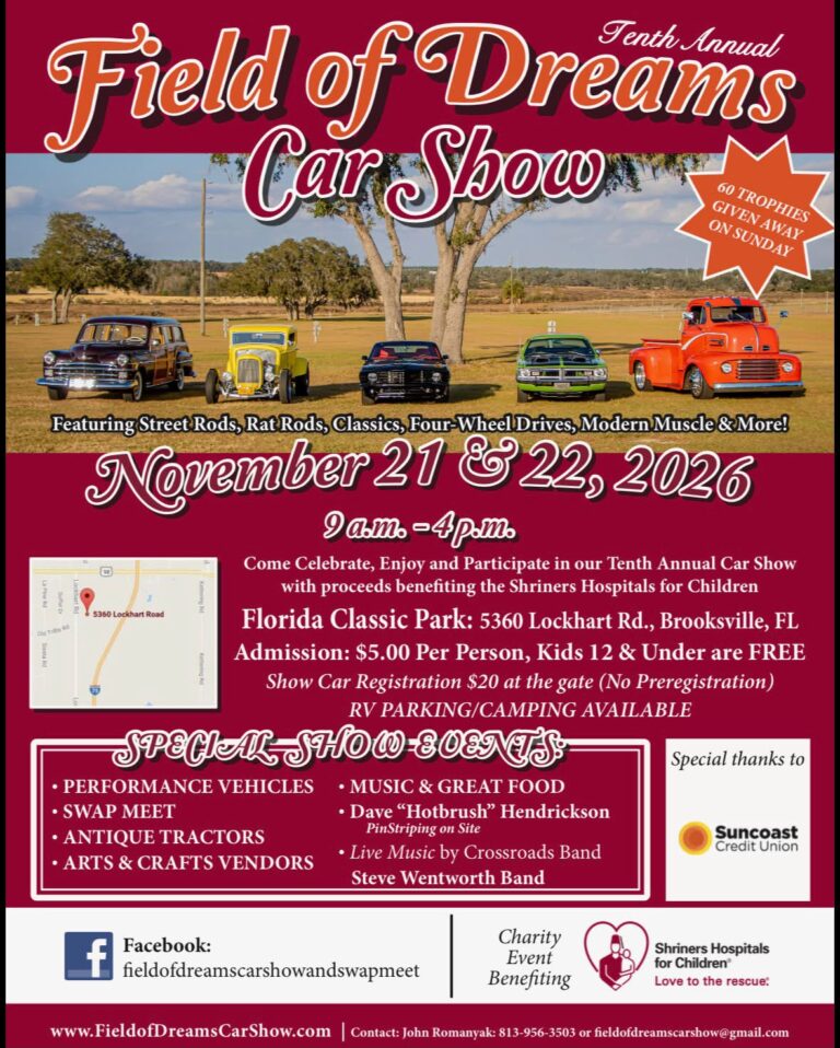 Flyer for 10th Annual Field of Dreams Car Show