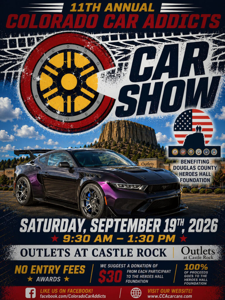 Flyer for 11th Annual Colorado Car Addicts Car Show