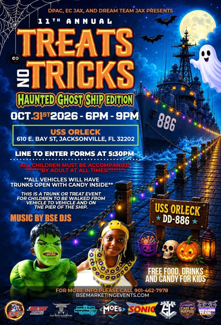 Flyer for 11th Annual Treats on Tricks: Haunted Ghost Ship Edition