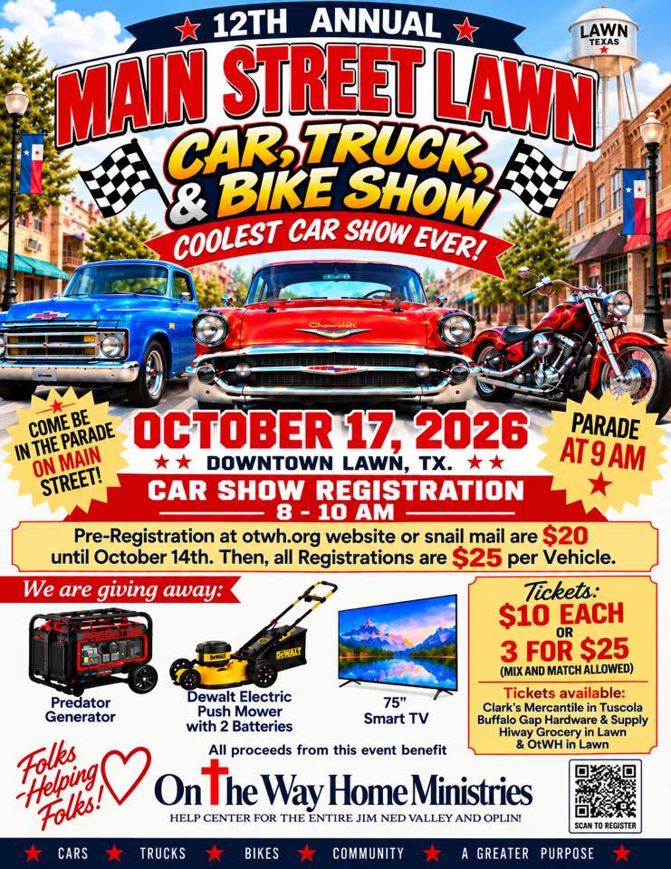 Flyer for 12th Annual Main Street Lawn Car, Truck & Bike Show