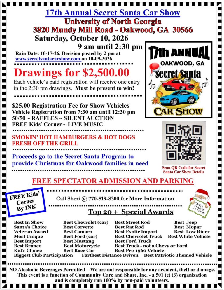 Flyer for 17th Annual Secret Santa Car Show