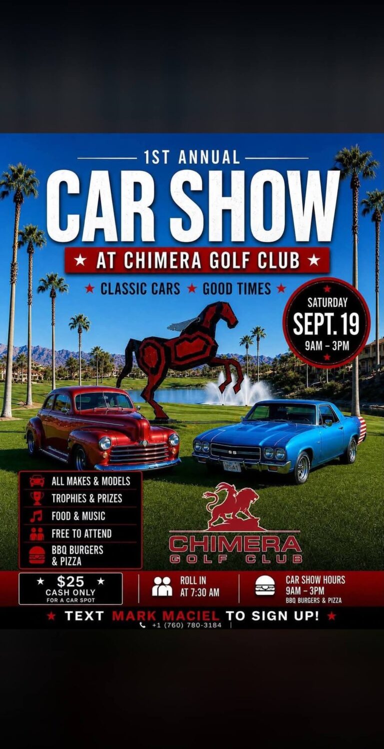 Flyer for 1st Annual Car Show at Chimera Golf Club