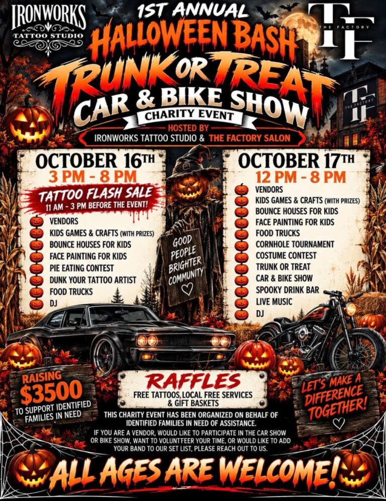 Flyer for 1st Annual Halloween Bash Trunk or Treat Car & Bike Show