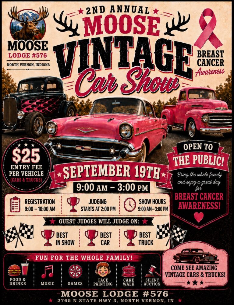 Flyer for 2nd Annual Moose Vintage Car Show
