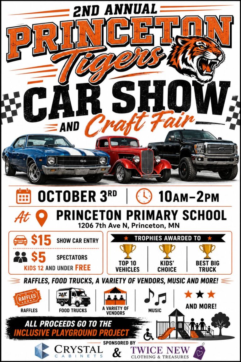 Flyer for 2nd Annual Princeton Tigers Car Show and Craft Fair