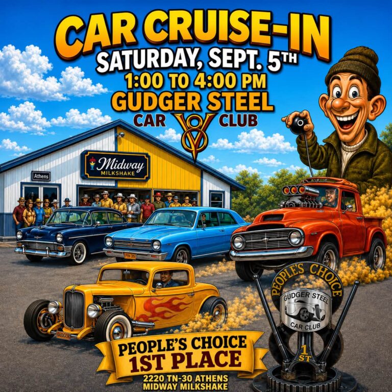 Flyer for Gudger Steel Car Club Car Cruise-In