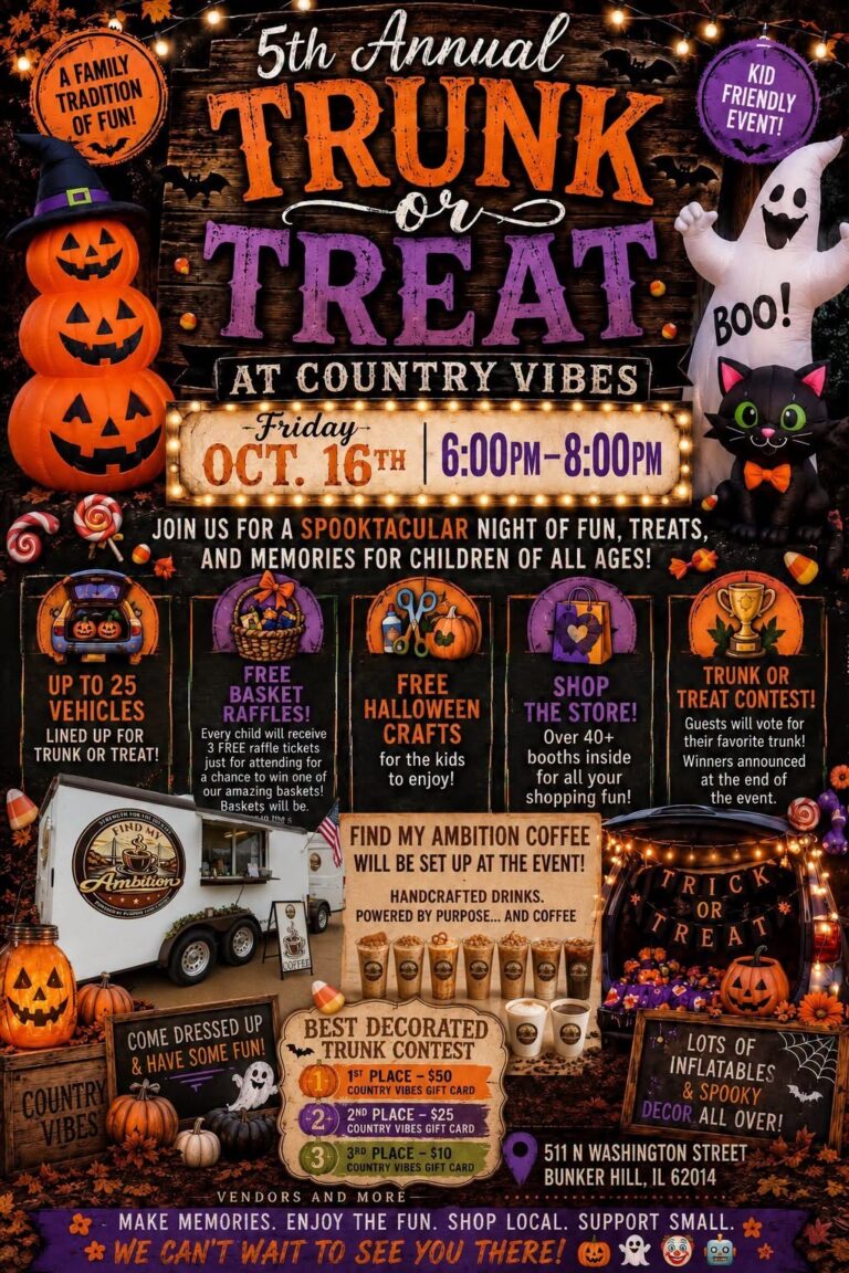 Flyer for 5th Annual Trunk or Treat at Country Vibes