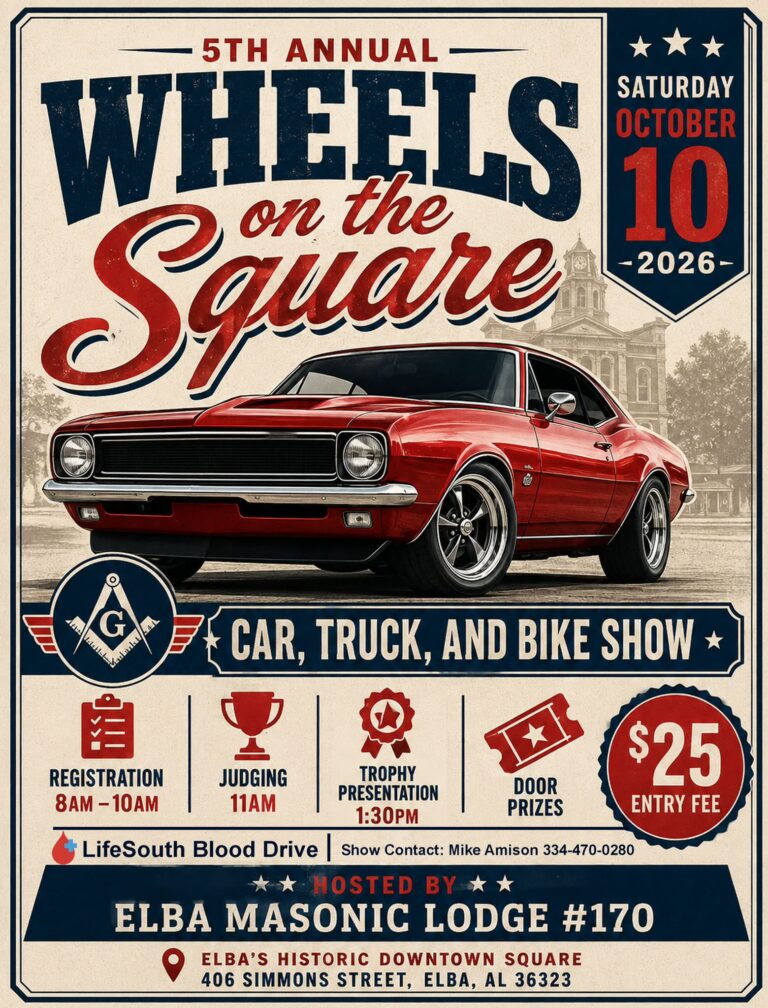 Flyer for 5th Annual Wheels on the Square