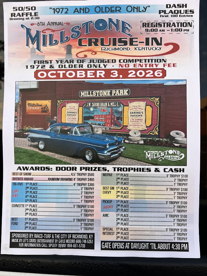 Flyer for 6th Annual Millstone Cruise-In
