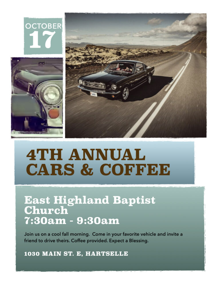 Flyer for 4th Annual EHBC Cars & Coffee