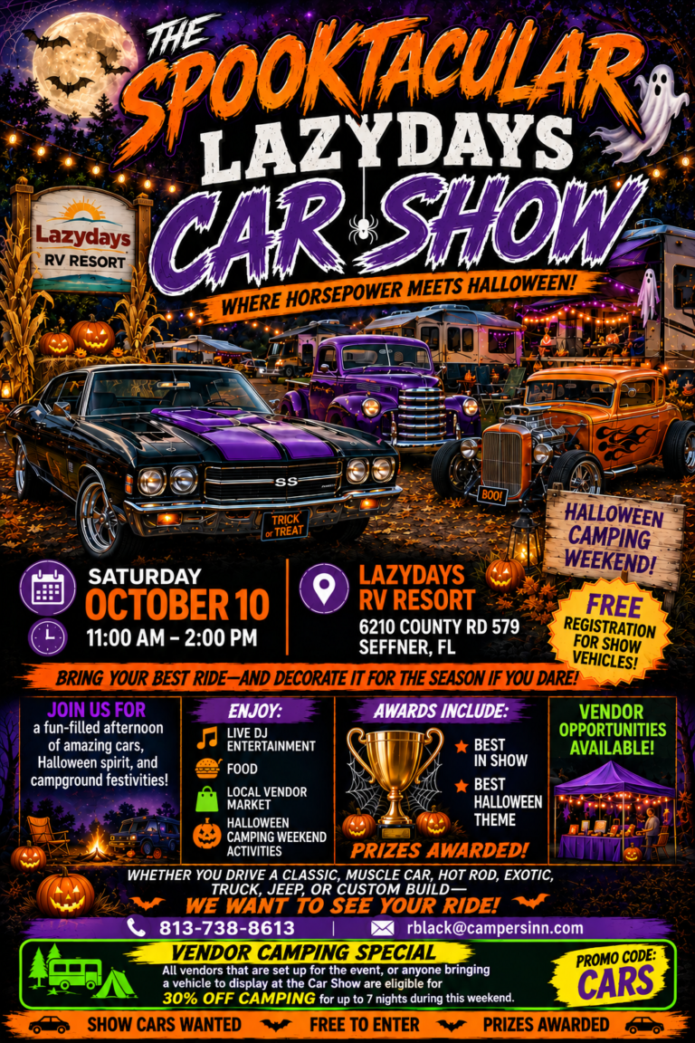 Flyer for Lazydays RV Resort Fall Festival & Car Show