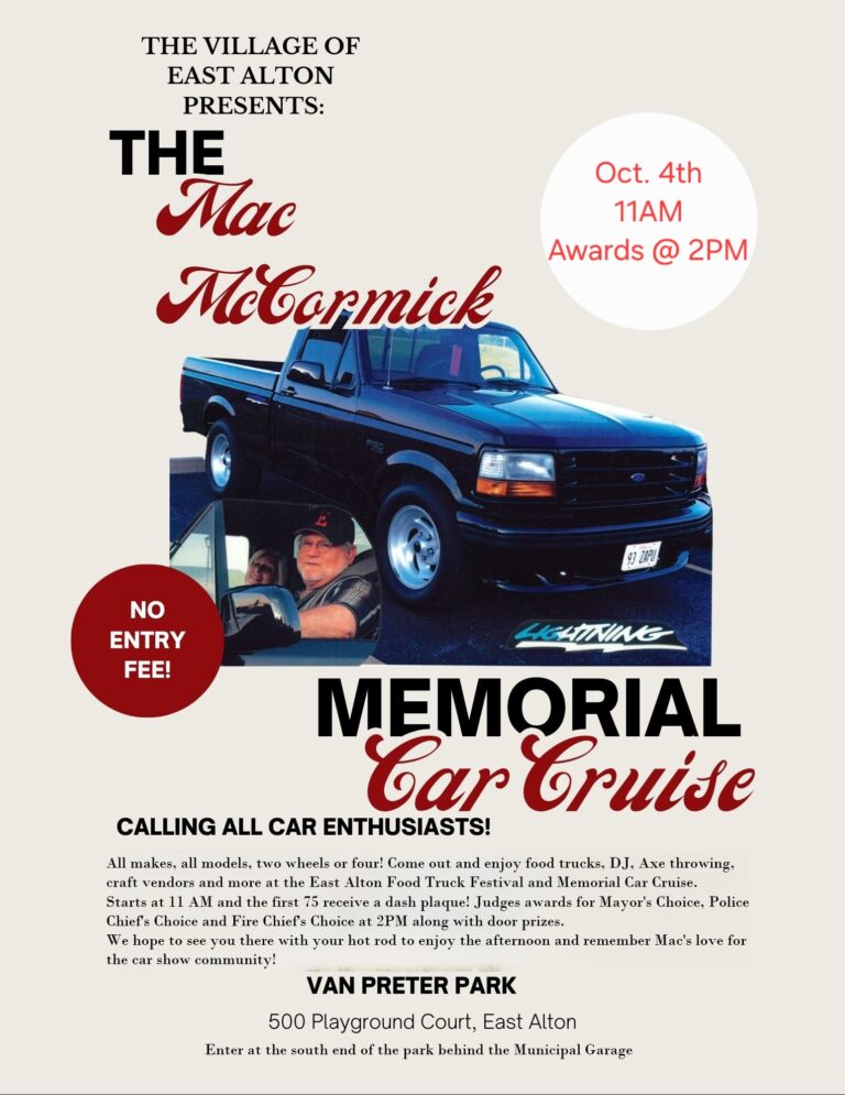 Flyer for Mac McCormick Memorial Car Cruise