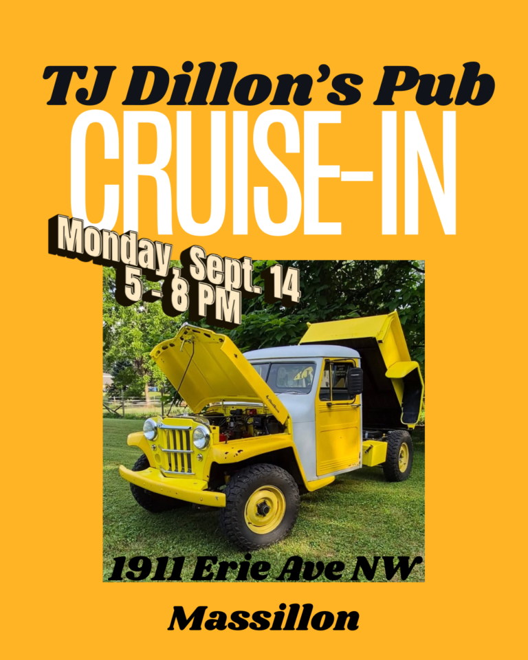 Flyer for TJ Dillon’s Pub Monday Night Cruise-In