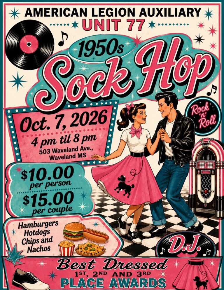 Flyer for American Legion Auxiliary Unit 77 1950s Sock Hop