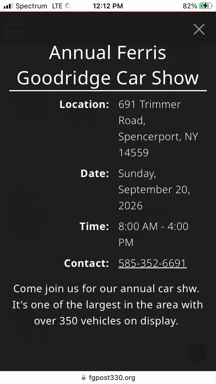 Flyer for Annual Ferris Goodridge Car Show