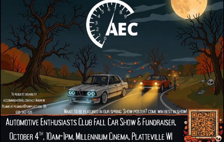 Flyer for Automotive Enthusiasts Club Fall Car Show & Fundraiser