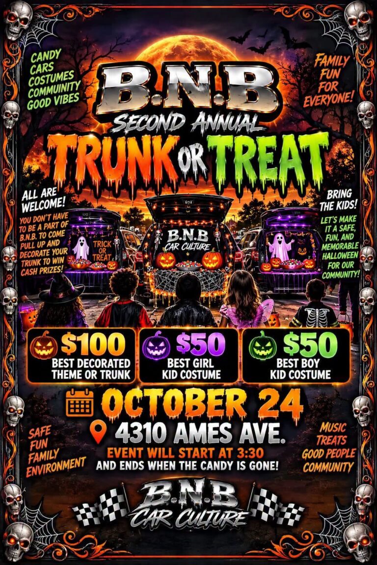 Flyer for B.N.B Car Culture Second Annual Trunk or Treat